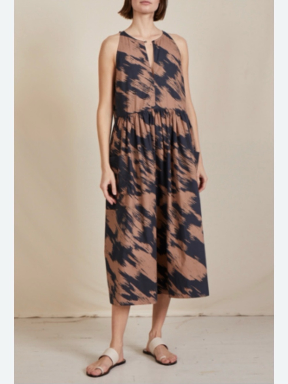 Apiece Apart San Cristobal Animal Print Ikat Dress Size XS Sleeveless Midi